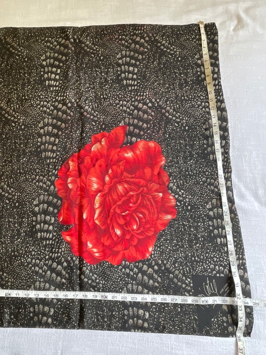 Jose Cotel Paris Floral Geometric Print Silk Scarf 34”x35” Vintage 1987 - Picture 8 of 9